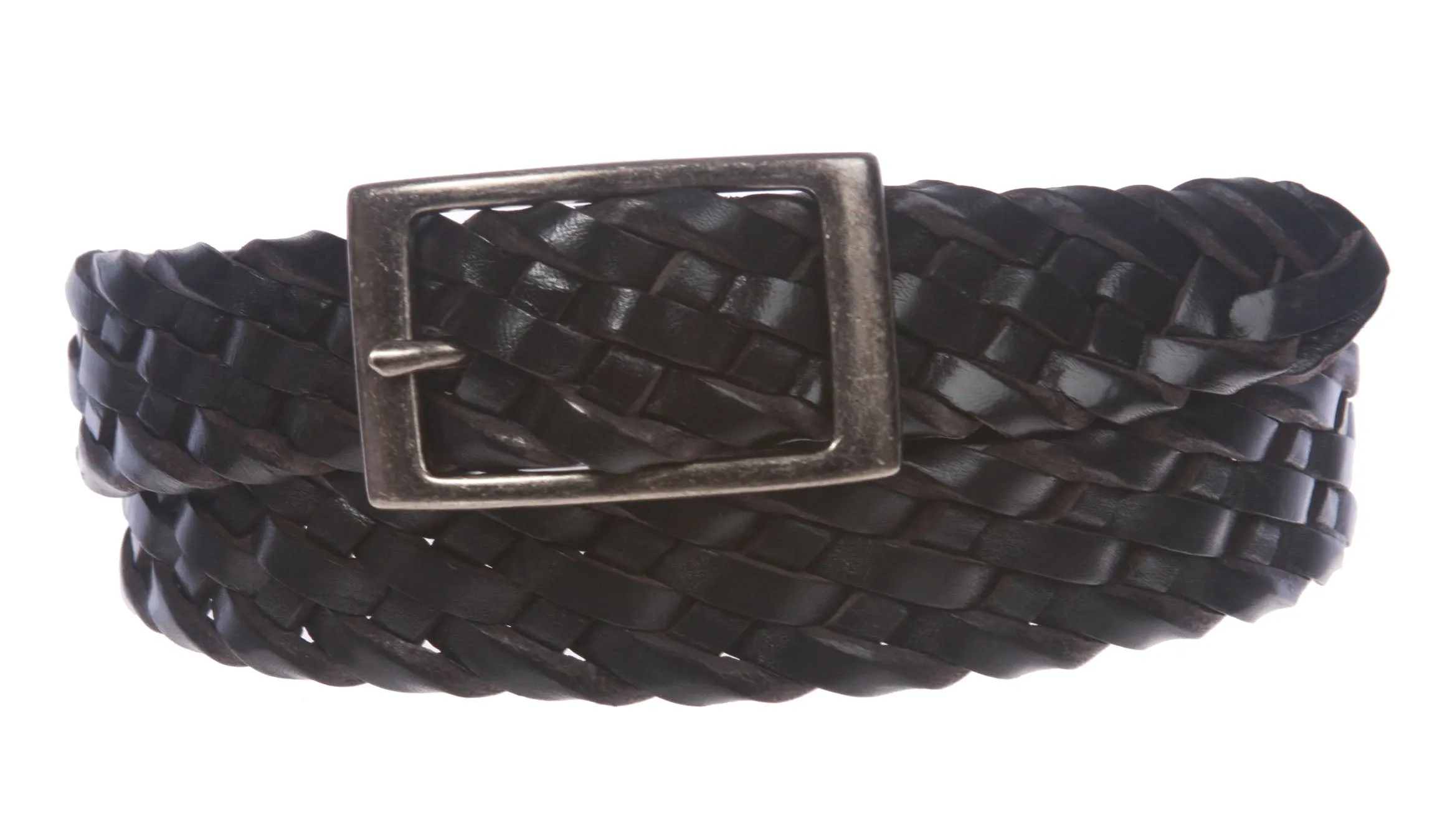 1 1/4" Braided Woven Leather Belt