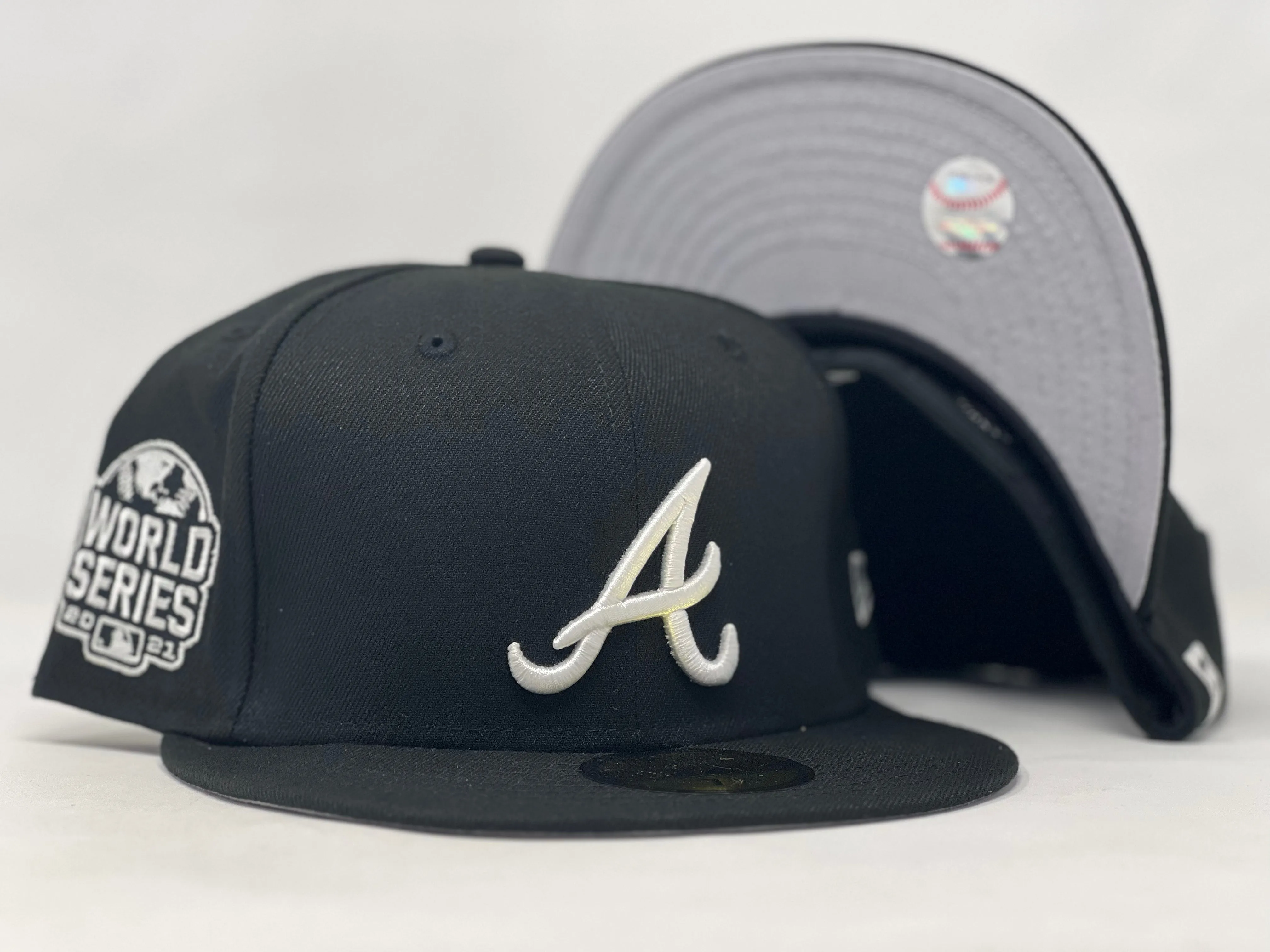 ATLANTA BRAVES 2021 WORLD SERIES BLACK GRAY BRIM NEW ERA FITTED HAT