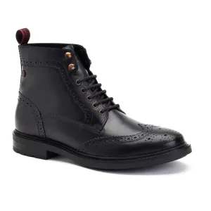 Base London Dealer Mens Leather Brogue Detail Boot