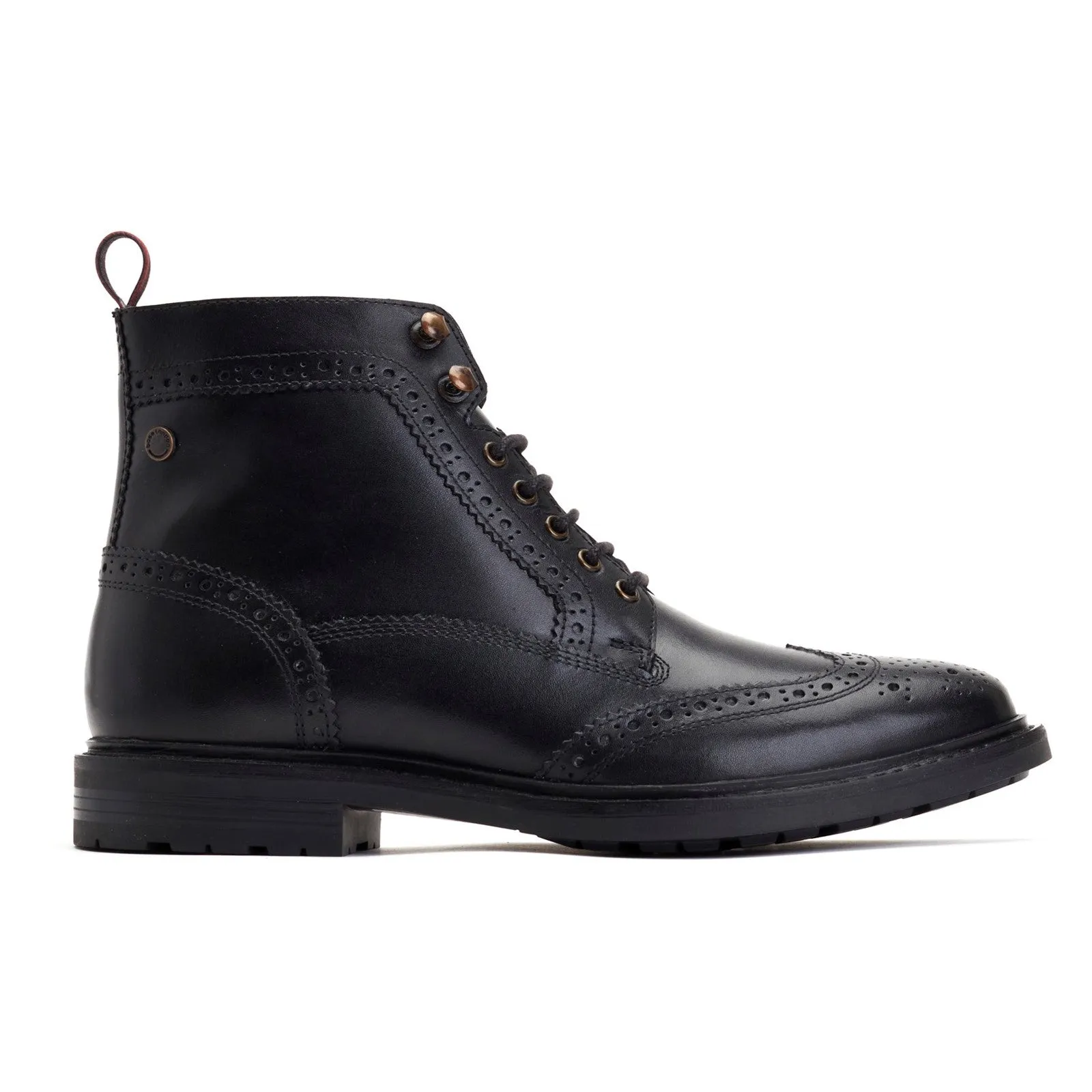 Base London Dealer Mens Leather Brogue Detail Boot