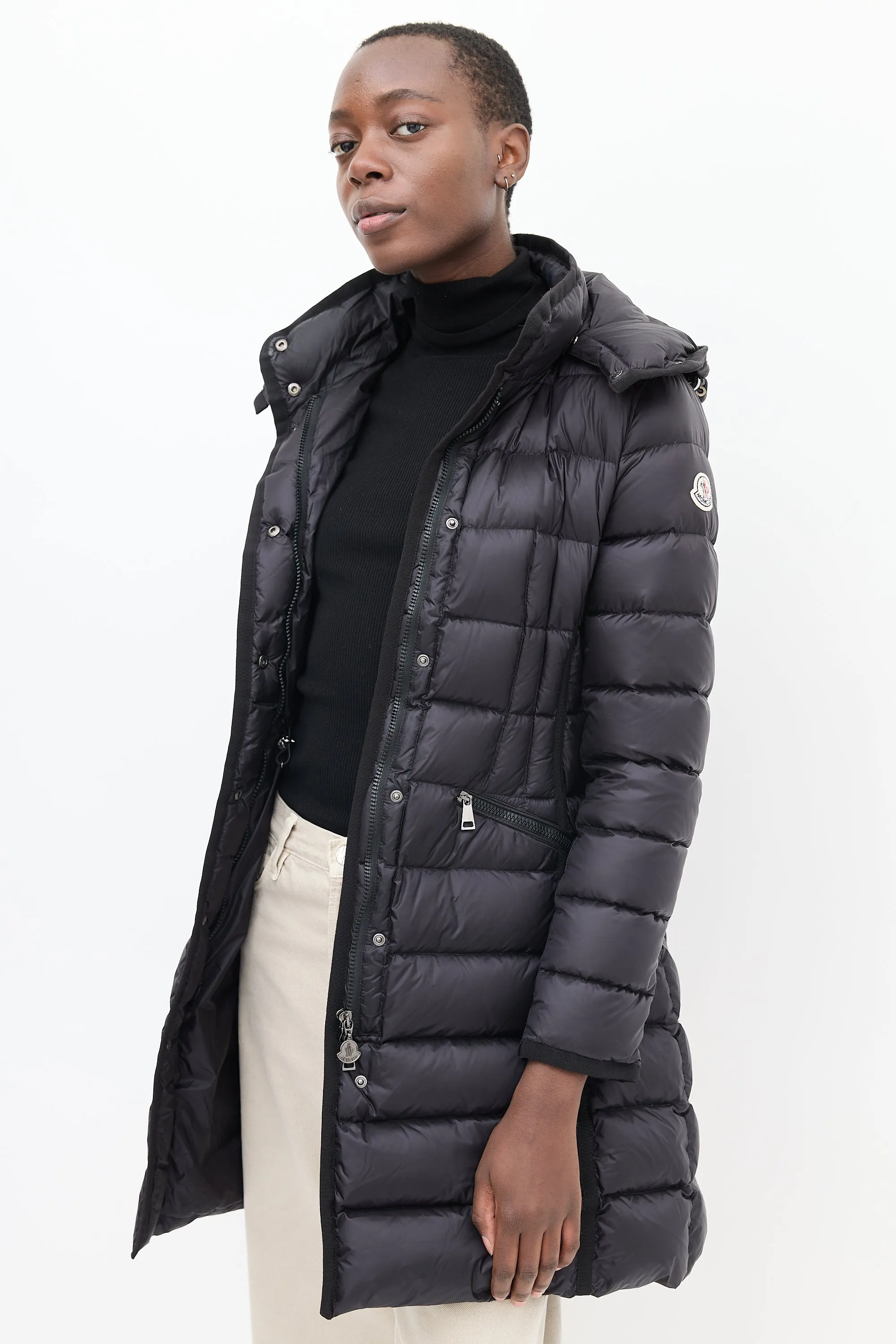 Black Quilted Down Hermine Coat