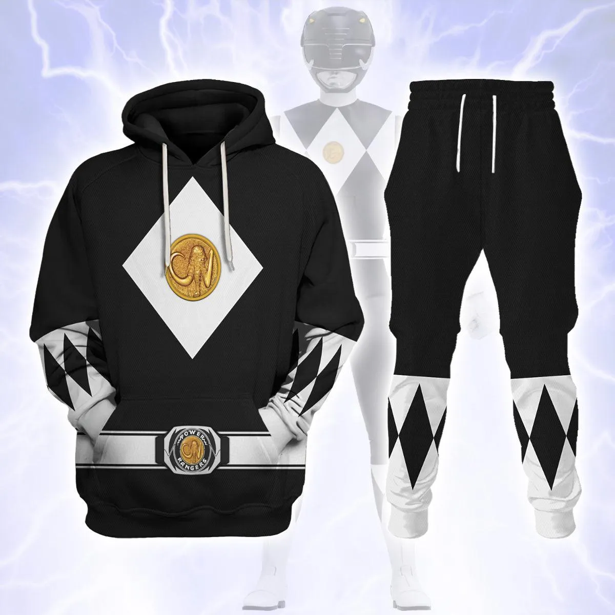 Black Ranger Mighty Morphin The Movie (1995) Hoodies Sweatshirt T-shirt Hawaiian