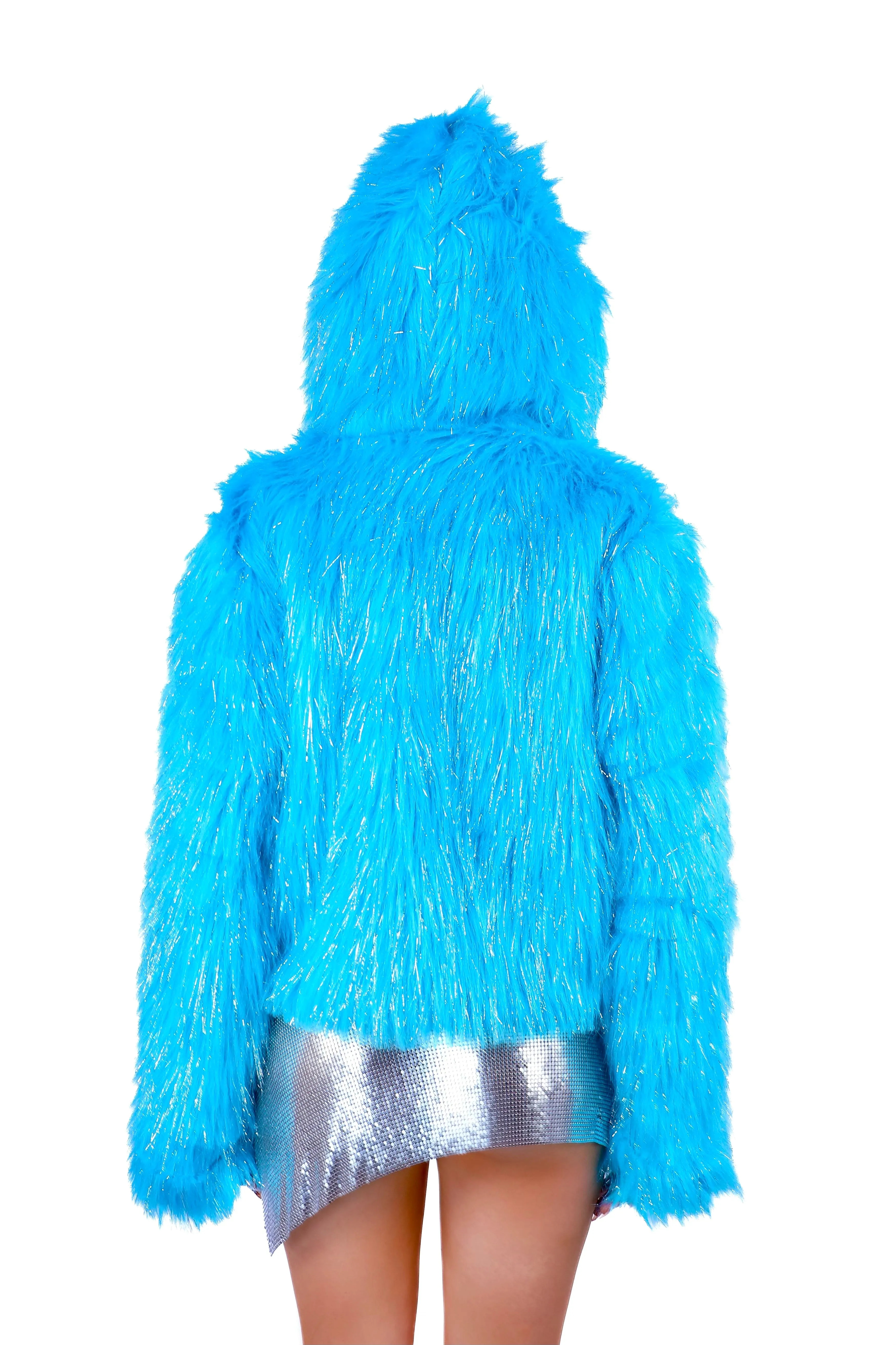 Blue Shimmer Fuzzy Jacket