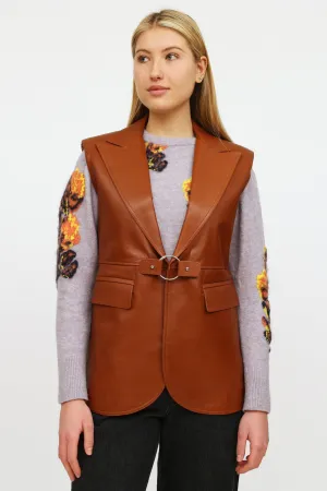 Brown Leather Buckle Vest