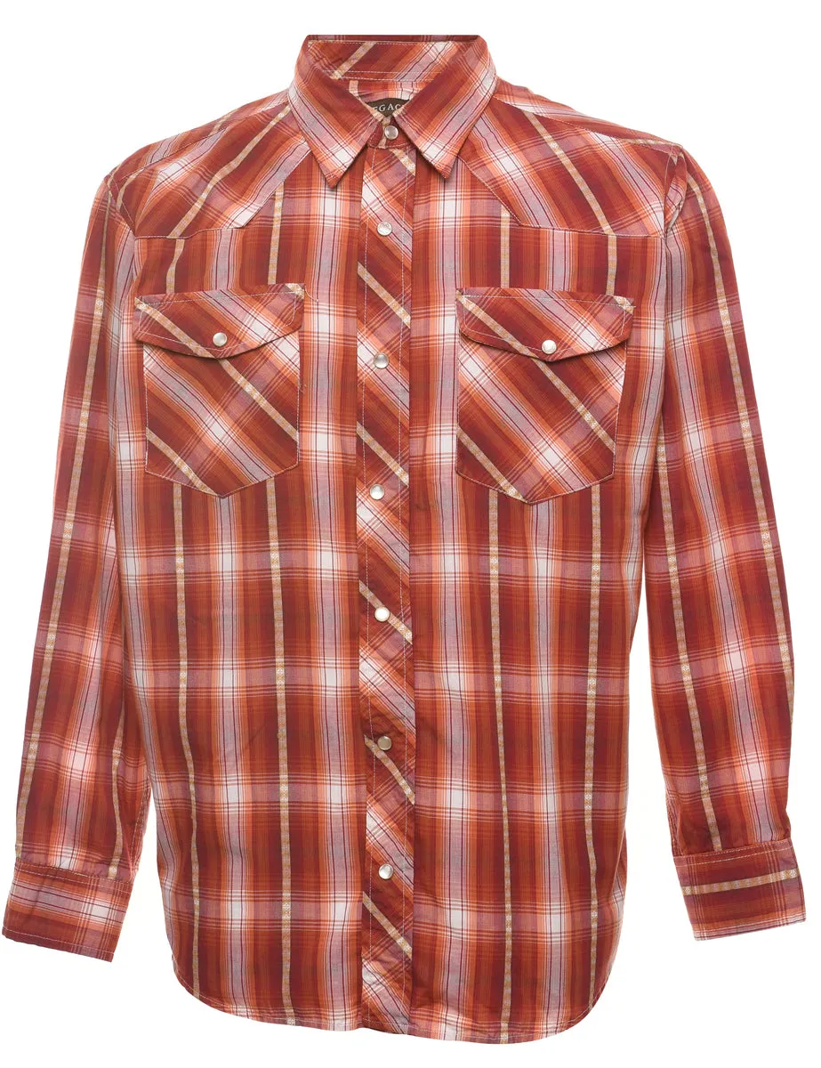 Burnt Orange Classic Checked Shirt - M