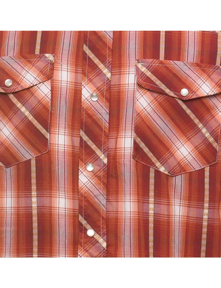 Burnt Orange Classic Checked Shirt - M