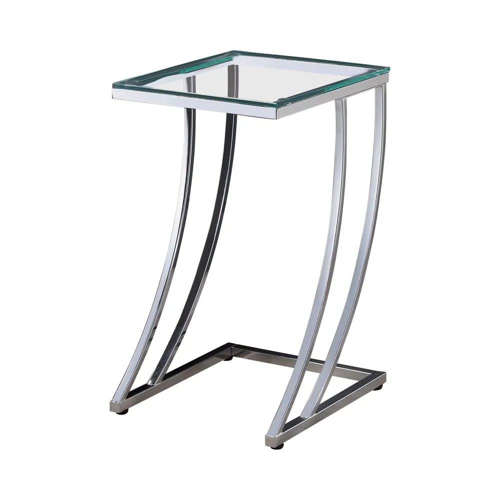 Cayden Rectangular Top Accent Table Chrome and Clear