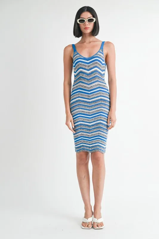 CHEVRON KNIT MIDI DRESS - Versatile Tank Top Dress Comfortable, Stylish &amp; Perfect for Any Occasion