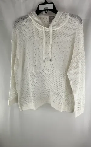 Chico's Women's Knit White Lightweight Hooded Sweater Size 2P NWT