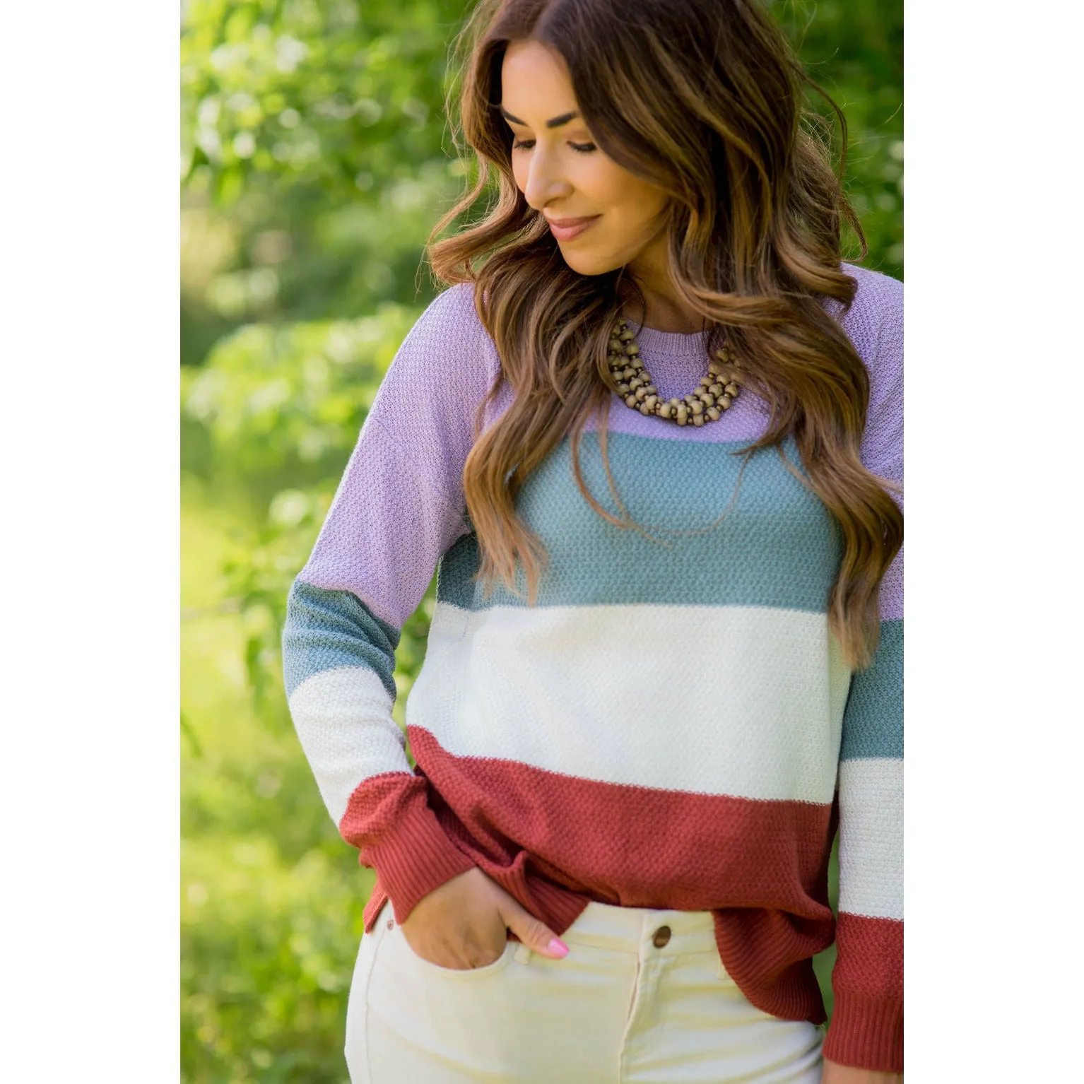 Color Blocked Lightweight Sweater