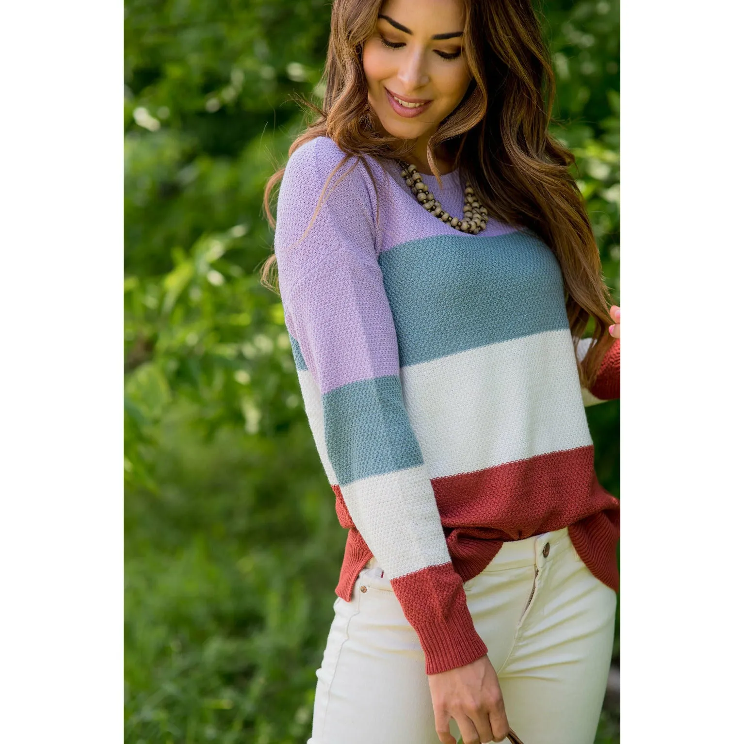 Color Blocked Lightweight Sweater