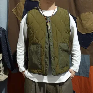 Cotton Padded Vest Mens Sleeveless Quilted Jacket - Thick Warm Casual Outerwear