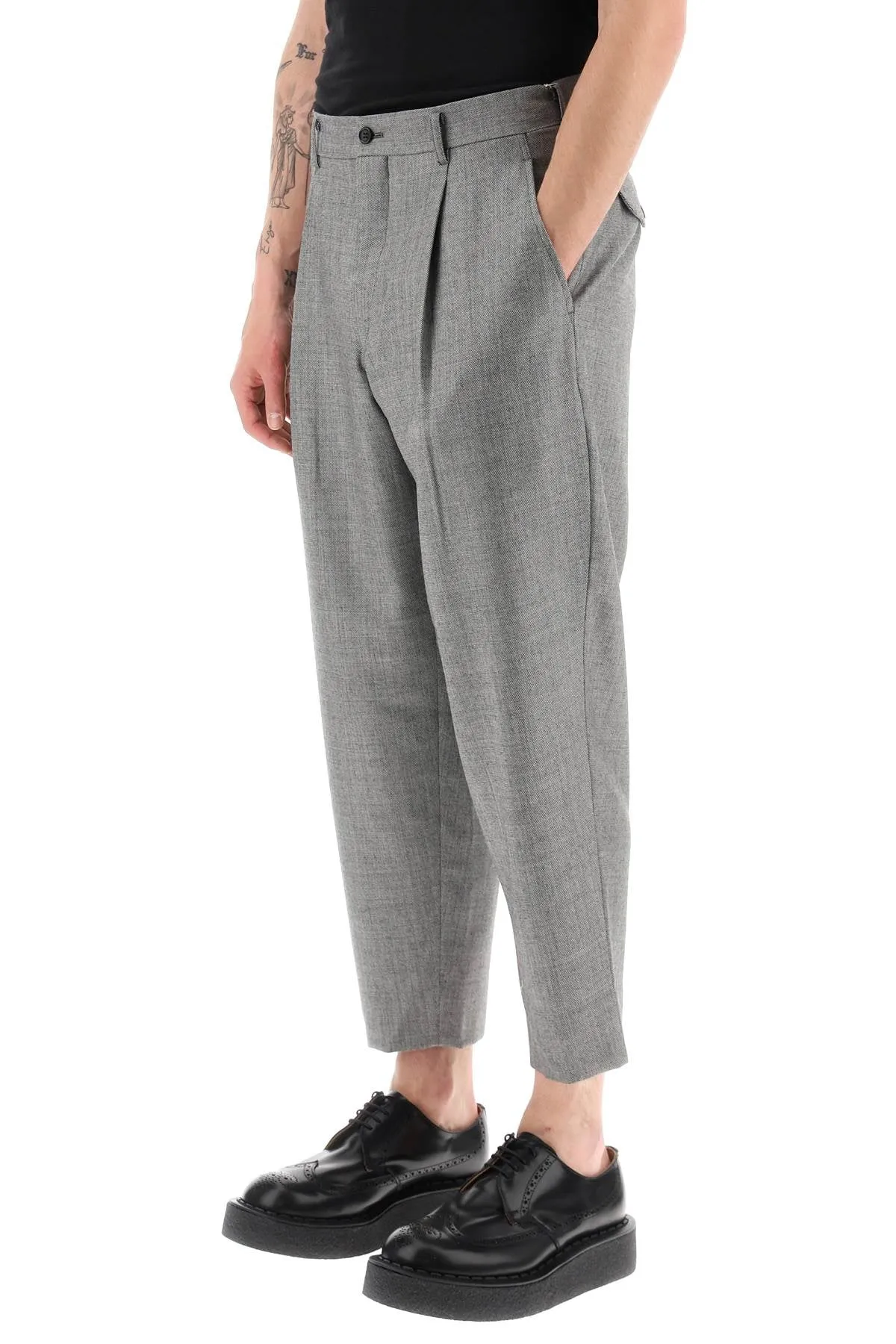 cropped light wool pants