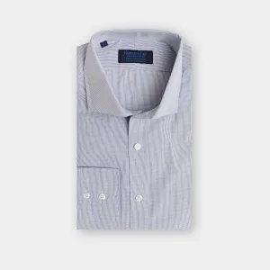 Cut-away Collar, 2 Button Cuff Shirt in a Navy & White Small Classic Check Poplin Cotton