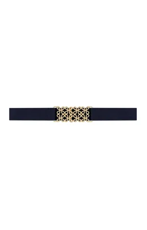 DECORATIVE CLASP BELT IN NAVY AND GOLD