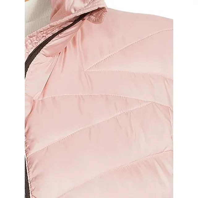 Down Blend Chevron Quilted Puffer Vest Blush