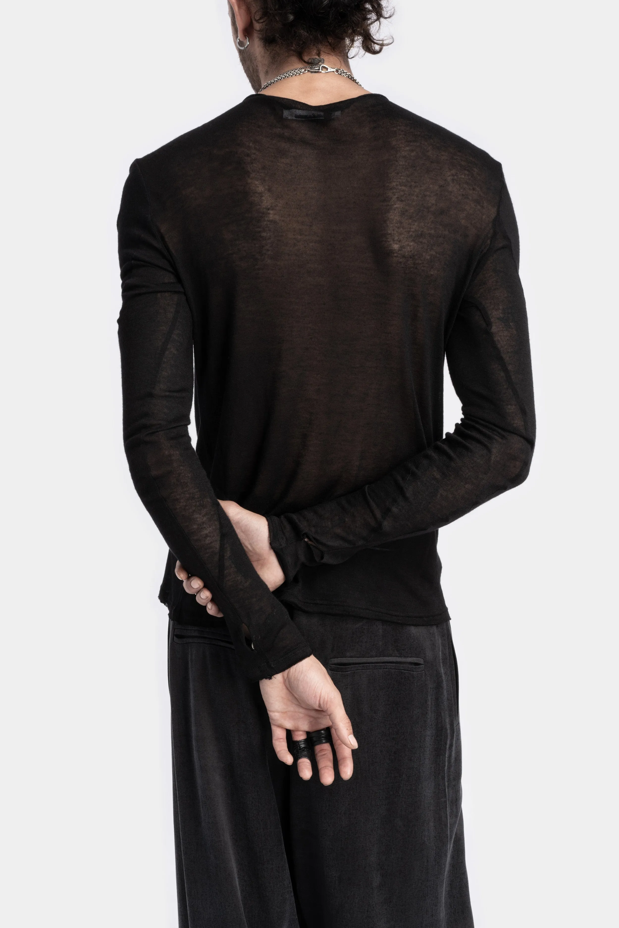 Drape neck lightweight knit sweater