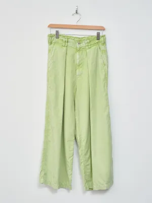 Egyptian Cotton Wide Leg Pants - Washed Green