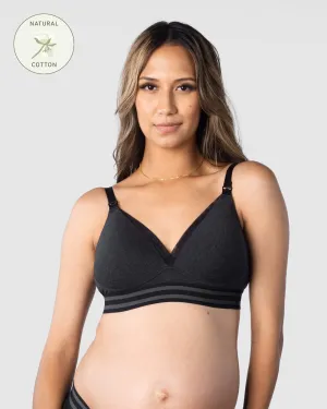 ELEVATE COTTON BLACK T-SHIRT NURSING BRA - WIREFREE