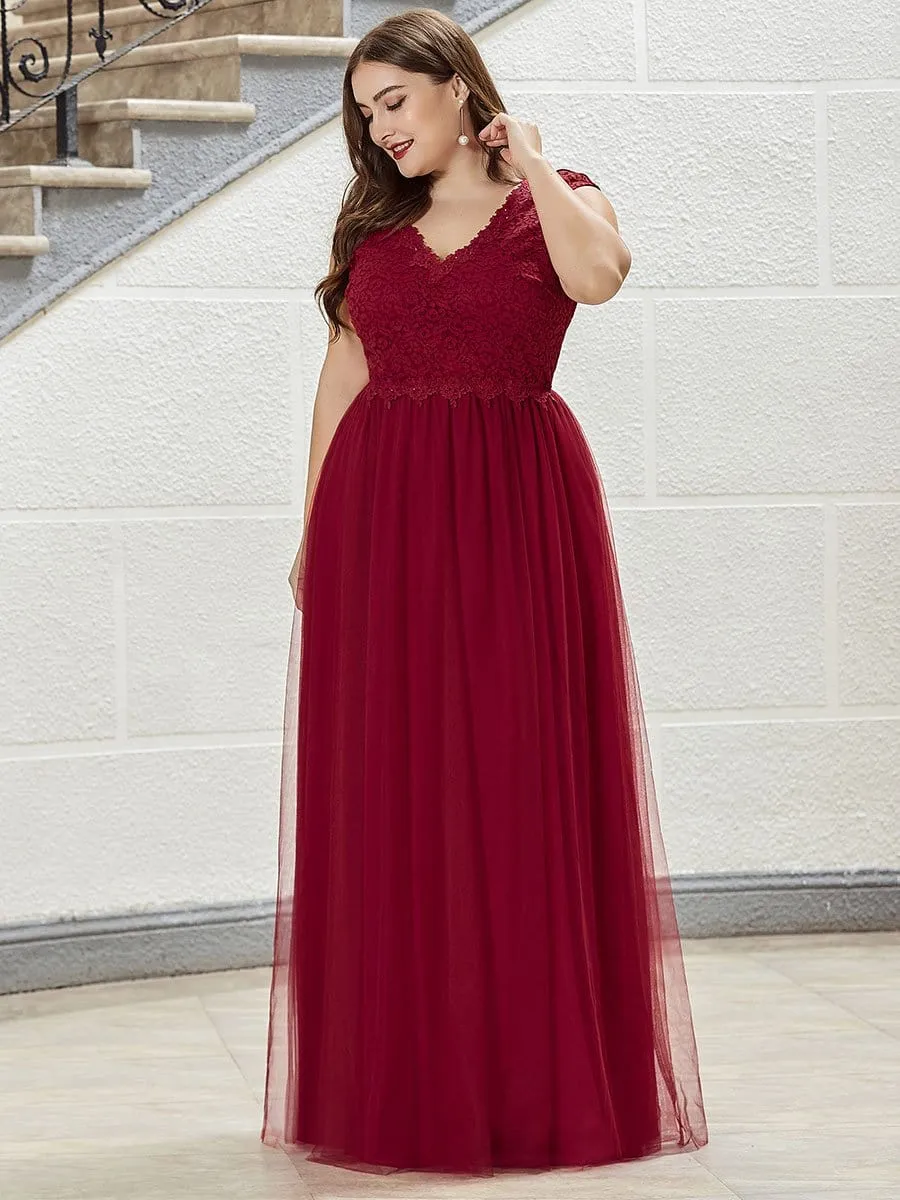 Floor Length Plus Size Lace Prom Patry Dresses for Women