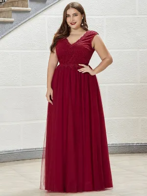 Floor Length Plus Size Lace Prom Patry Dresses for Women