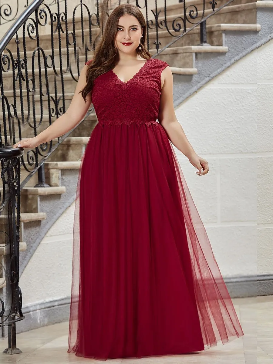 Floor Length Plus Size Lace Prom Patry Dresses for Women