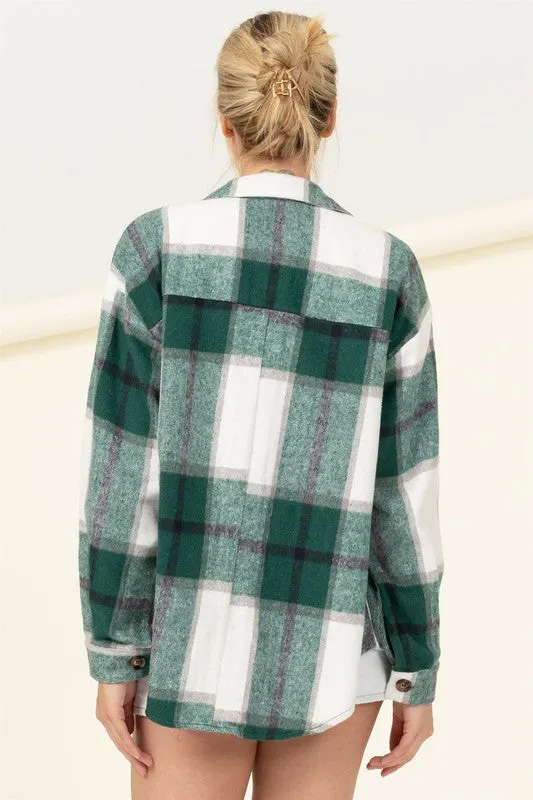 FS Clearance Effortless Ease Plaid Print Shacket