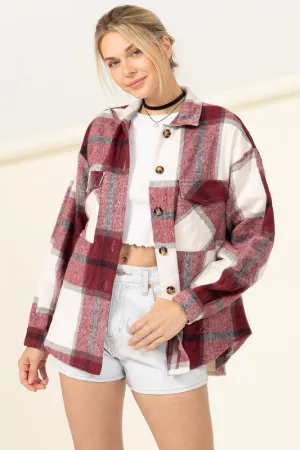 FS Clearance Effortless Ease Plaid Print Shacket