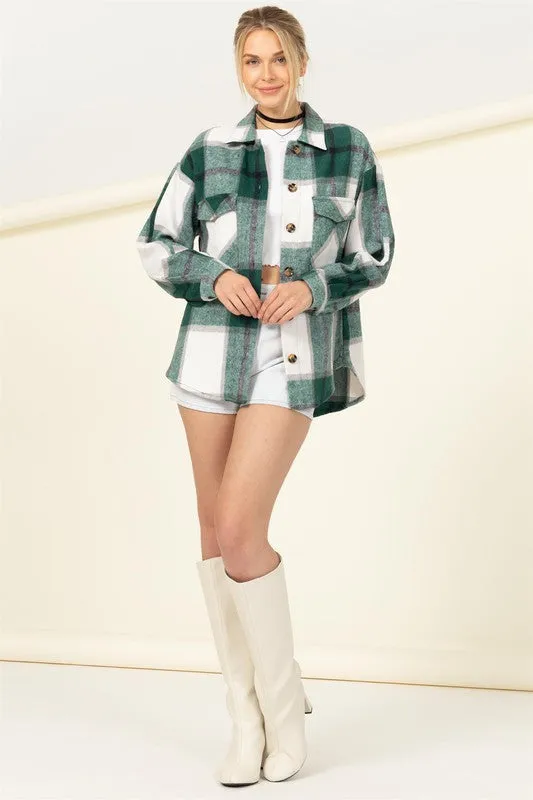 FS Clearance Effortless Ease Plaid Print Shacket