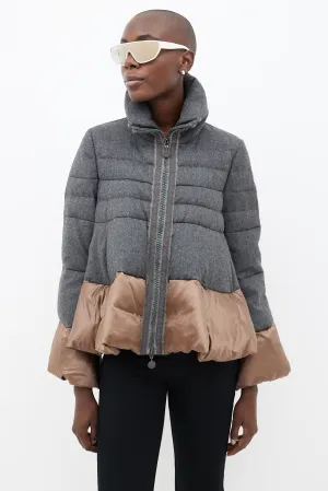 Grey Wool & Bronze Nylon Zipped Coat