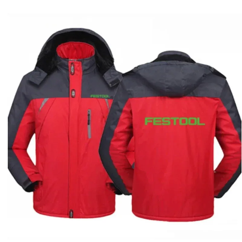 High Quality New Winter Festool Tools Logo Jackets Men Clothing Warm Coat Windproof Thicken Hooded  Outwear Casual Overcoat