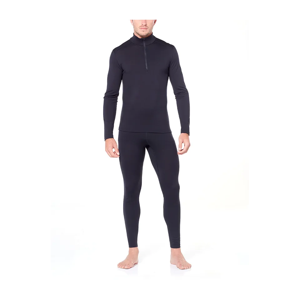 Icebreaker Men's Merino 200 Oasis Long Sleeve Half Zip Thermal Top Black