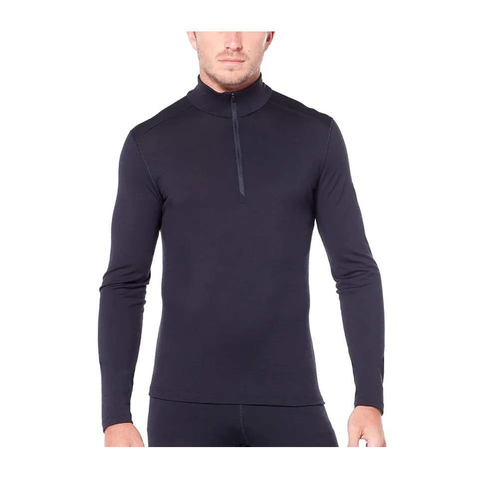 Icebreaker Men's Merino 200 Oasis Long Sleeve Half Zip Thermal Top Black