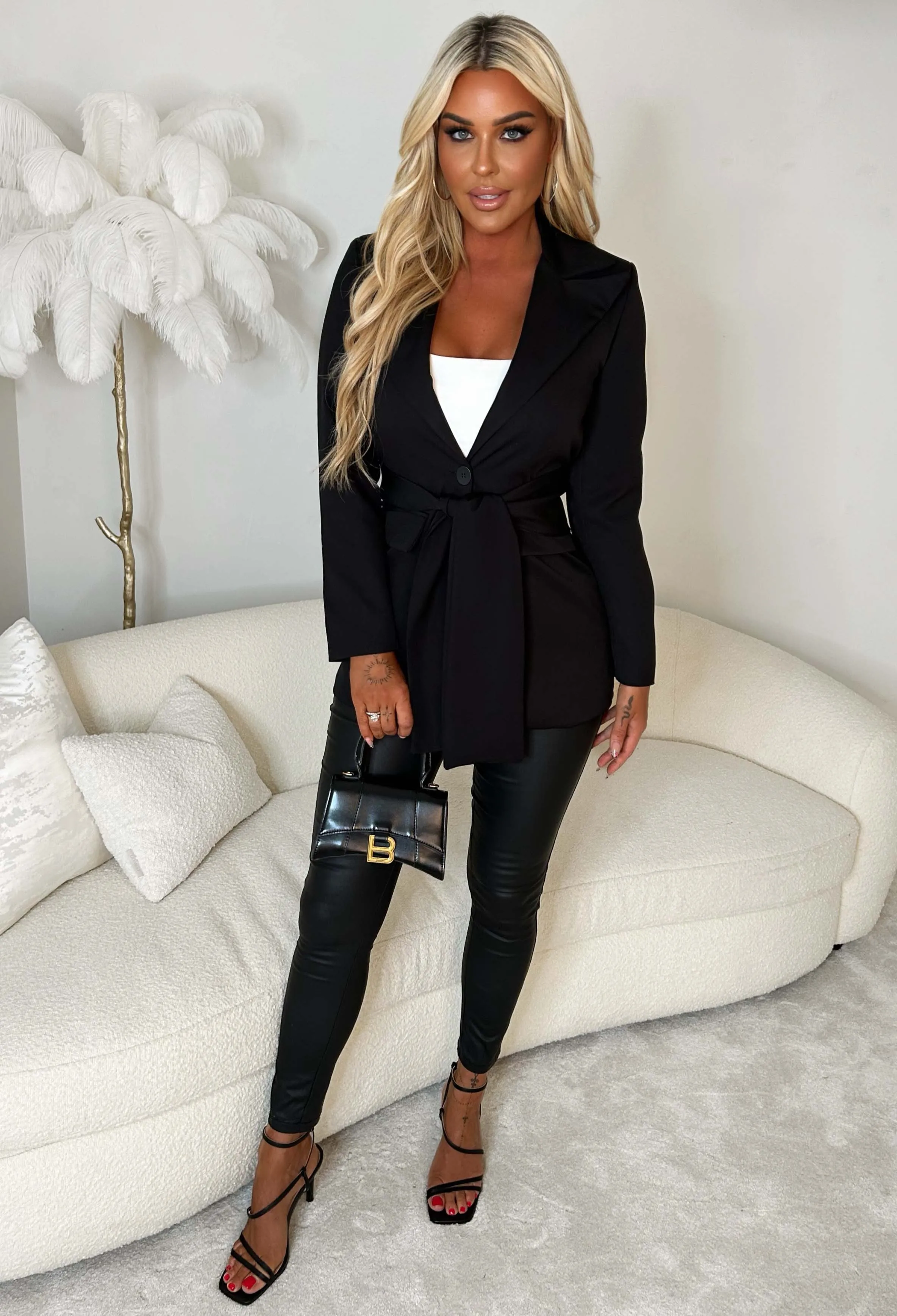 Iconic Destiny Black Belted Chic Blazer