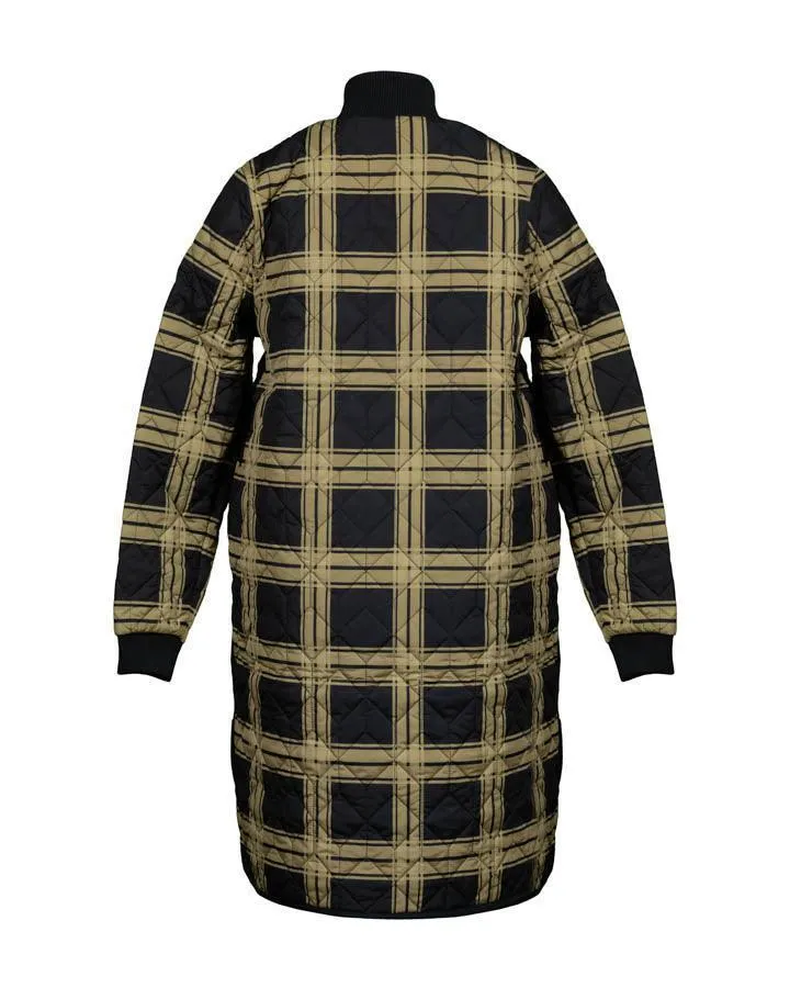 Ilse Jacobsen Long Quilted Check Print Coat