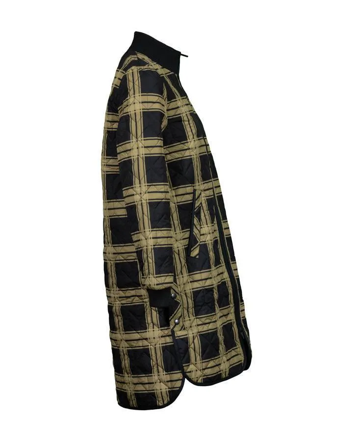 Ilse Jacobsen Long Quilted Check Print Coat