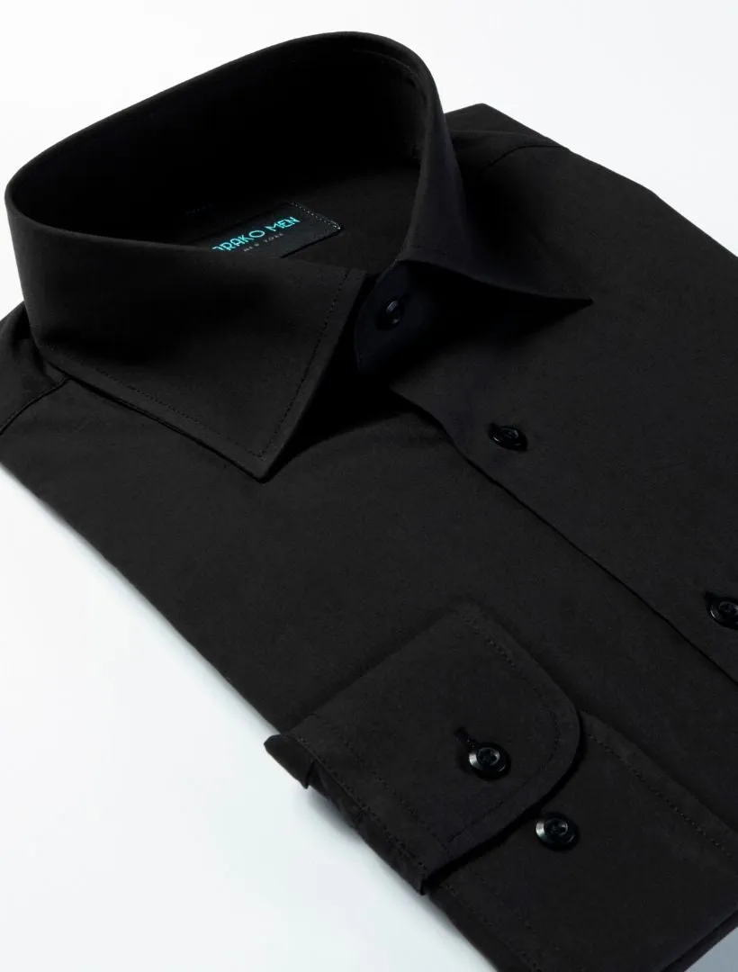 Karako Men Black Dress Shirt