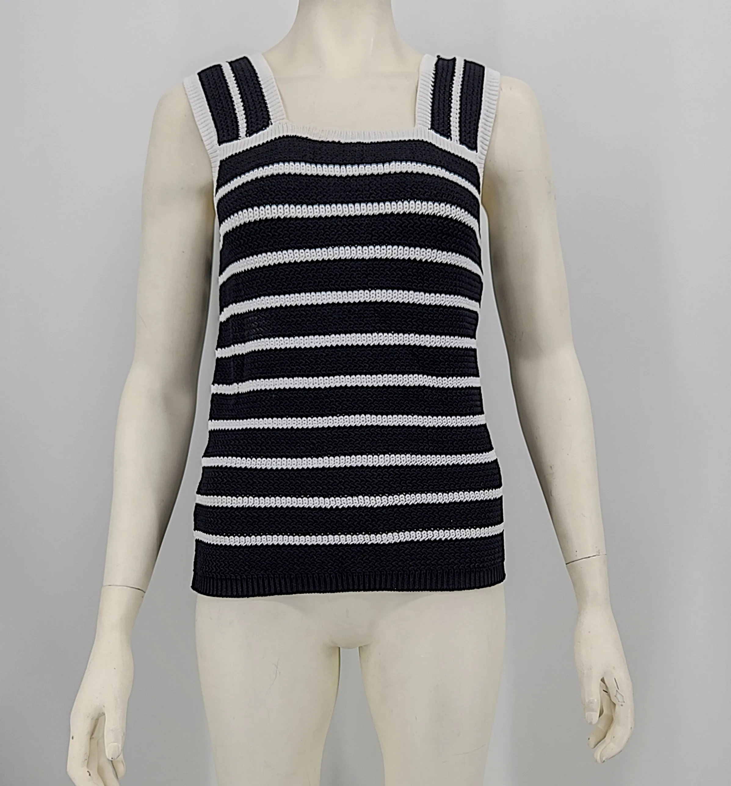 Loft Women Black White Stripe Lightweight Sweater Medium