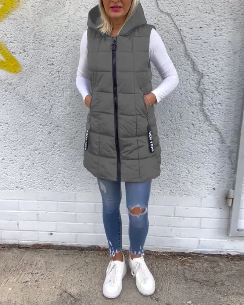 Mandy | Sleeveless Padded Jacket with Zippered Hood