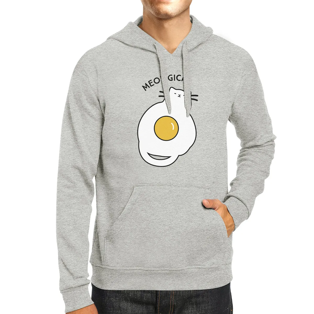 Meowgical Cat And Fried Egg Grey Hoodie