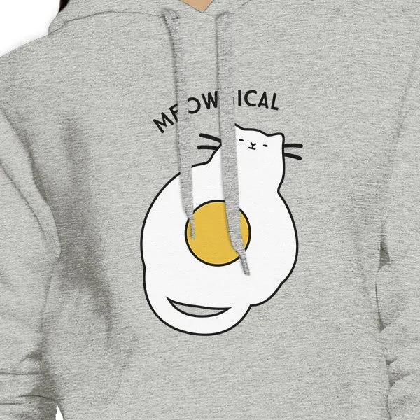 Meowgical Cat And Fried Egg Grey Hoodie