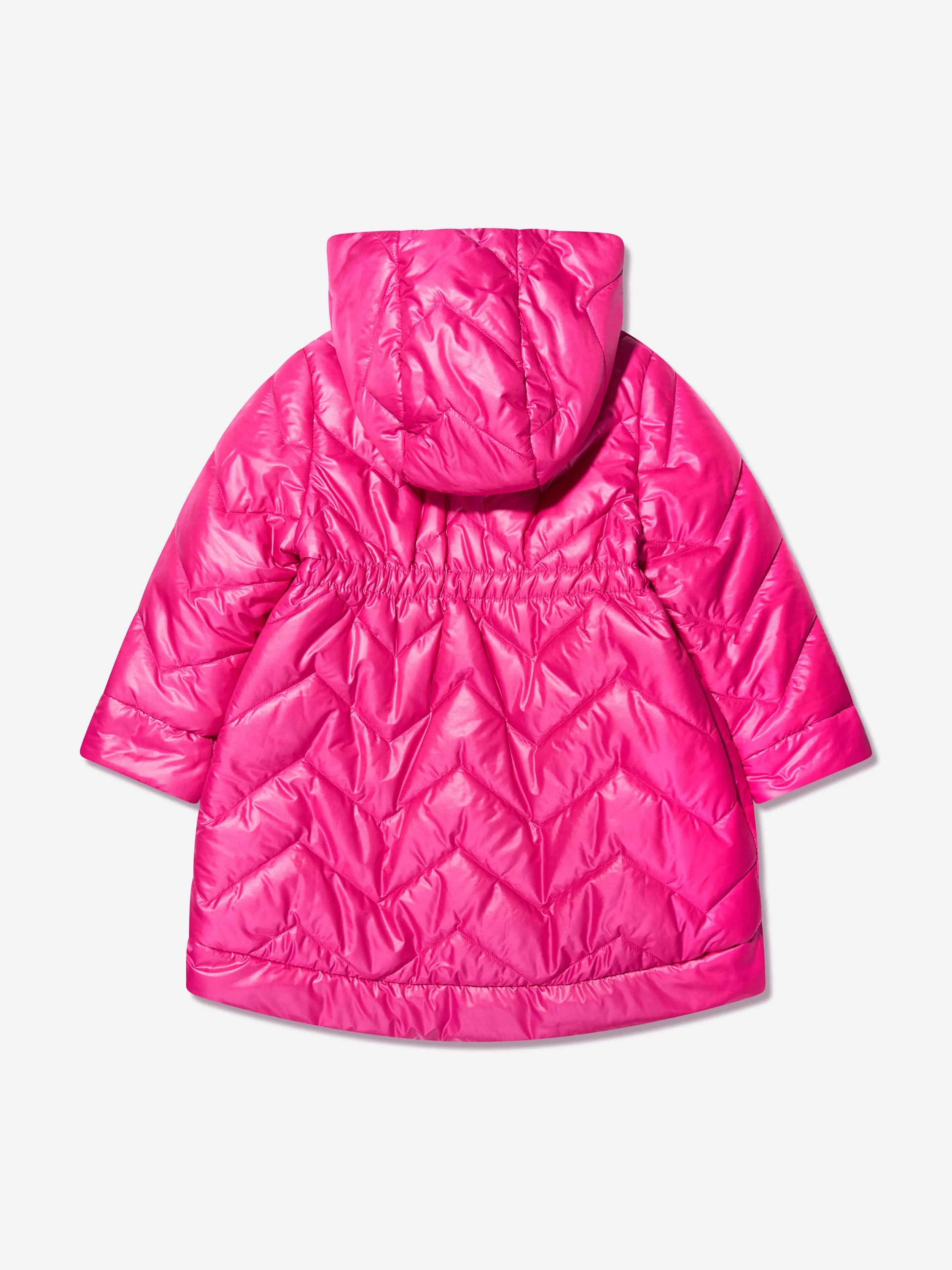 Monnalisa Girls Down Quilted Hooded Coat In Pink