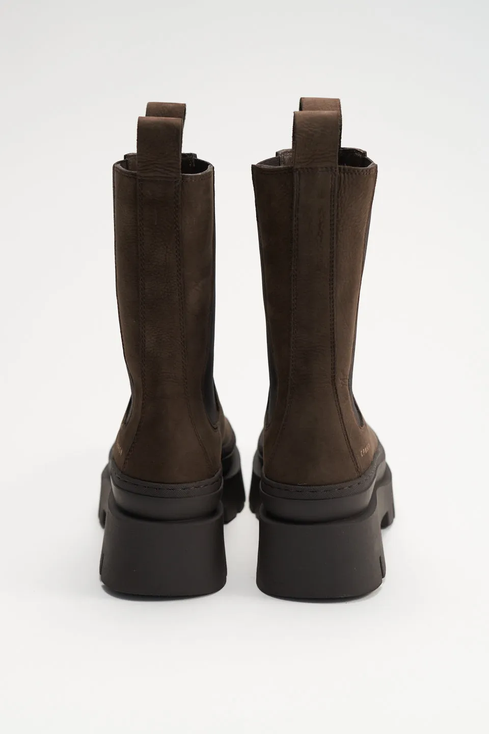 Nabuck Chocolate Chunky High Chelsea Boots