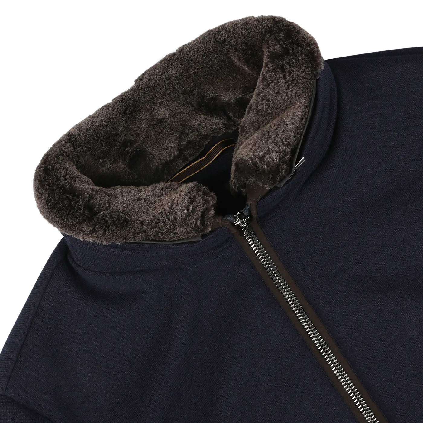 Navy Blue Cashmere Blend Down Padded Blouson