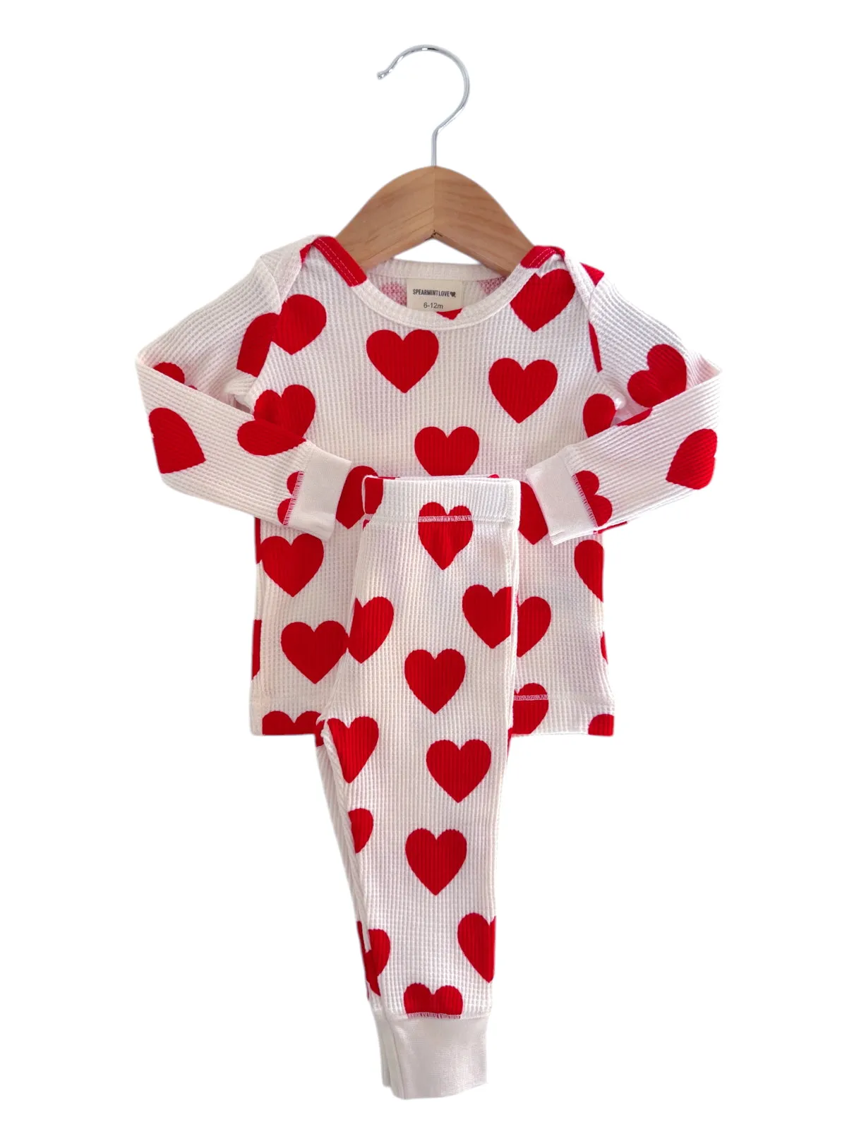 Organic Waffle 2-Piece Set, Red Heart