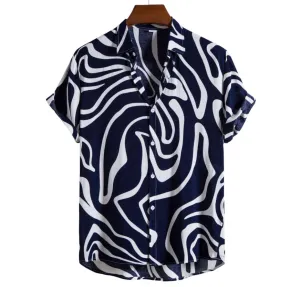 Pattern Button up Shirts - Wavy Pattern - Hawaiian shirts