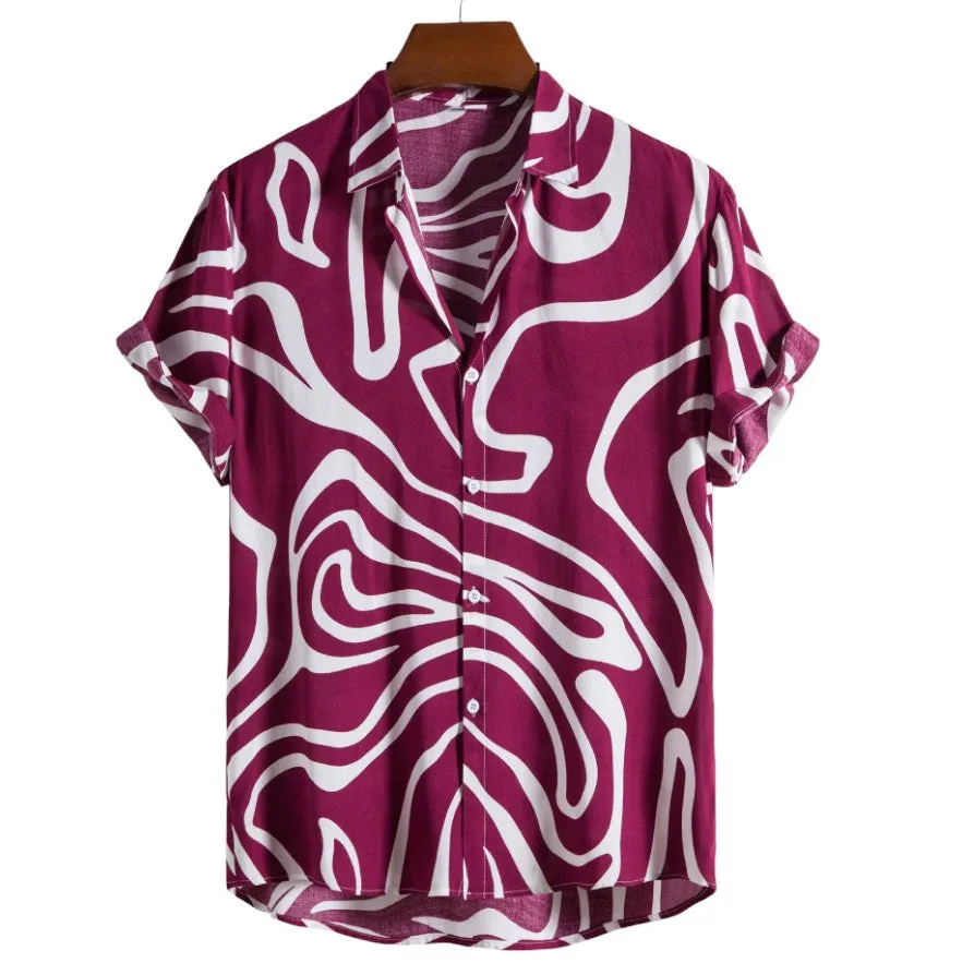 Pattern Button up Shirts - Wavy Pattern - Hawaiian shirts