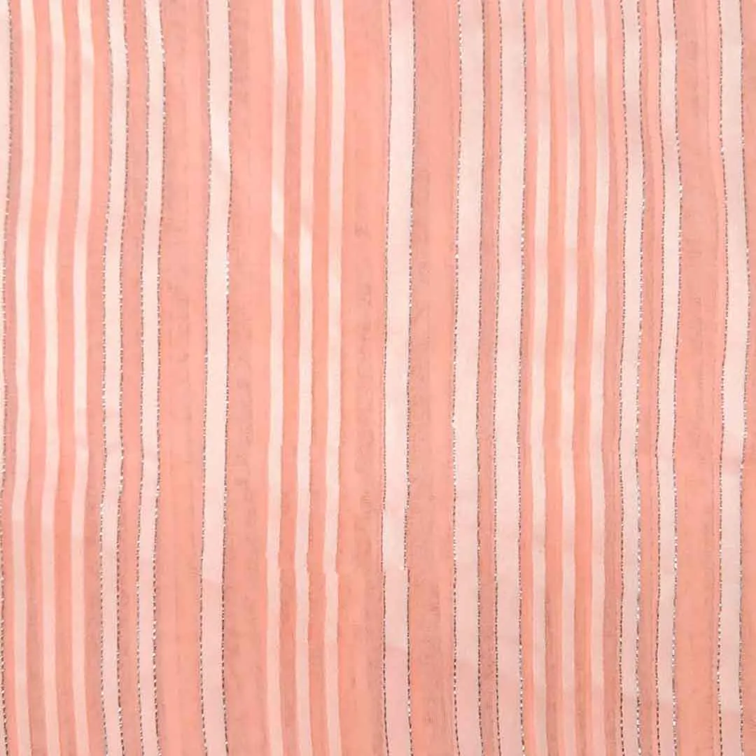 Peach Stripes Printed Georgette Fabric