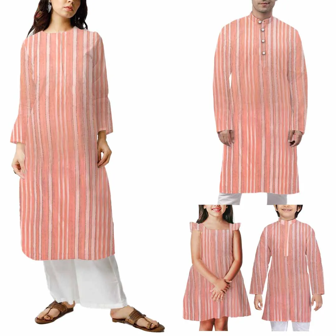 Peach Stripes Printed Georgette Fabric