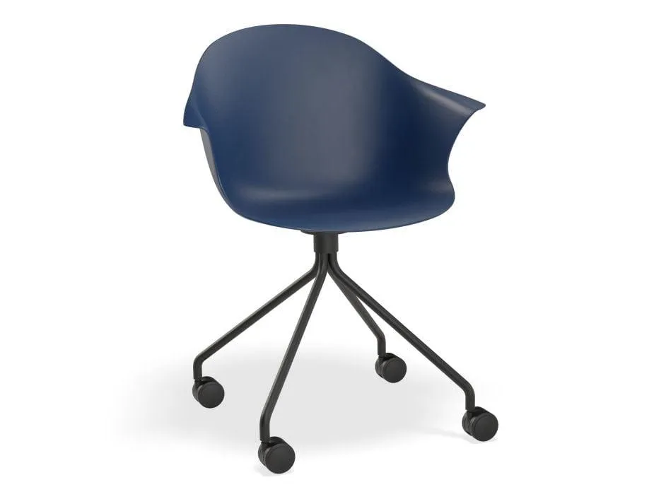 Pebble Armchair Navy Blue with Shell Seat - Swivel Base